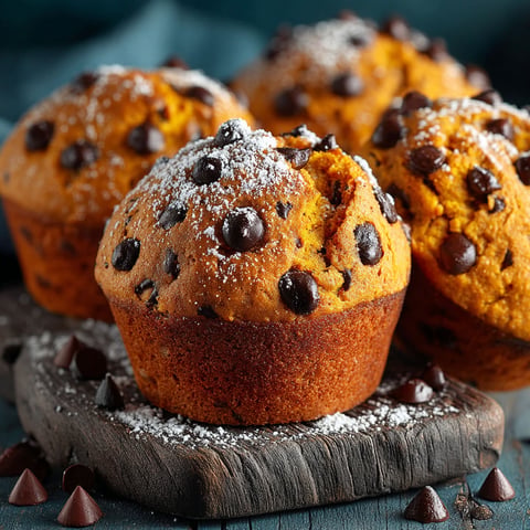 Muffins à la patate douce et aux pépites de chocolat.