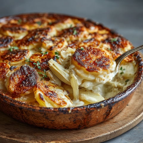 Gratin dauphinois aux topinambours.