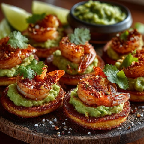 Bouchées aux crevettes et avocat.