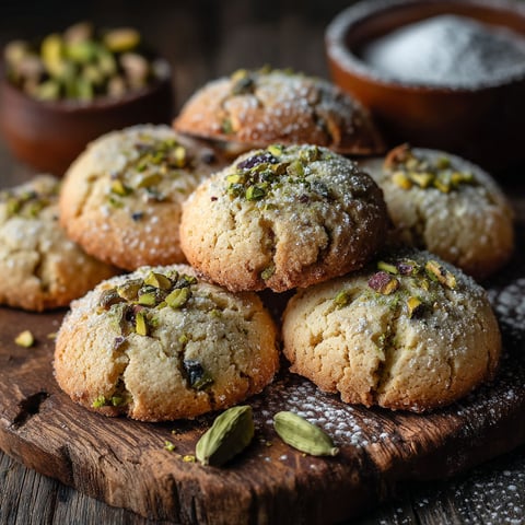 Biscuits à la farine de riz, cardamome et pistaches sans gluten.