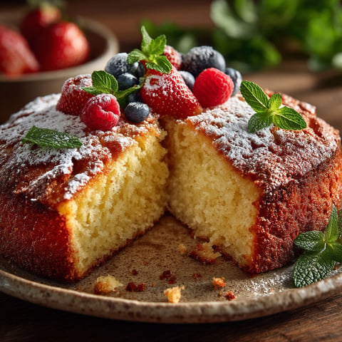 Une portion de gâteau au yaourt sans oeufs.