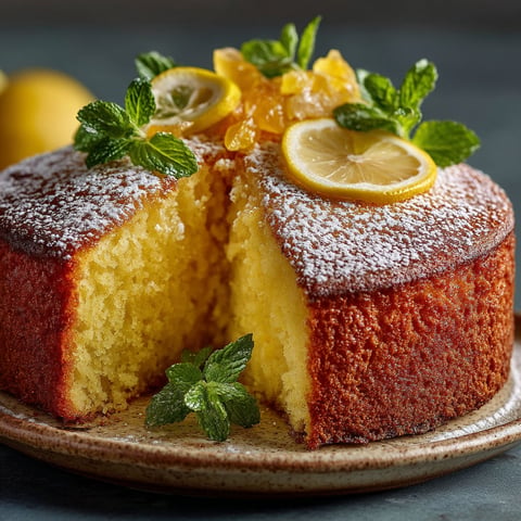 Une portion de gâteau au citron ultra moelleux.