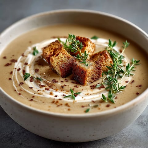 Une soupe de châtaignes avec des herbes fraîches.