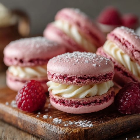 Macarons framboise chocolat blanc.