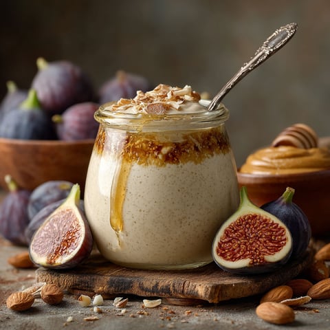 Yaourts aux figues et à la purée d'amandes.