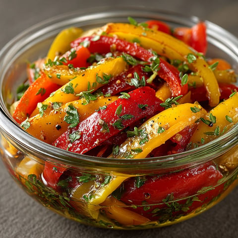 Poivrons grillés marinés : recette facile et ensoleillée.
