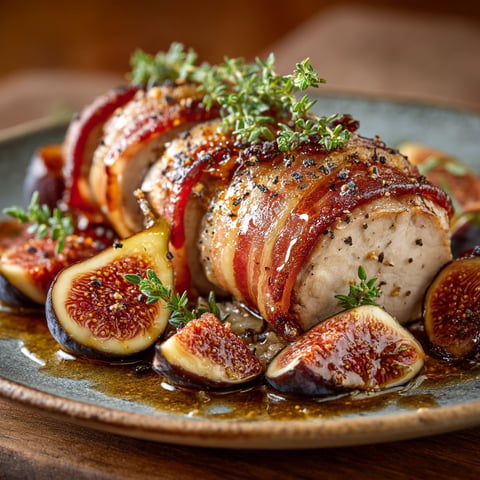 Filet mignon au lard fumé, figues et thym : l'accord parfait de l'automne.