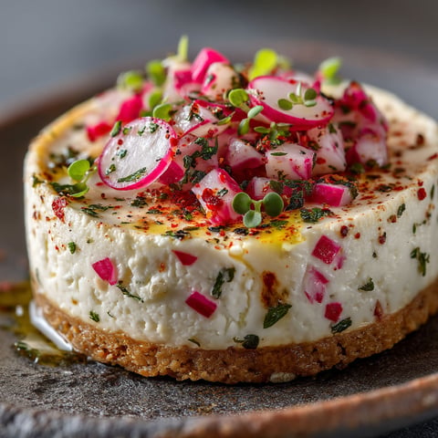 Une tartine de fromage à la crème et aux petits radis.