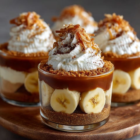 Verrines Banoffee : spéculoos, bananes, caramel et chantilly.