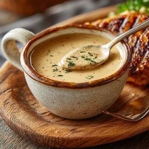 Une tasse de sauce magique de Mercotte sur une table.