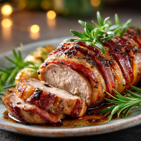 Un rôti de veau au lard fumé et au romarin.