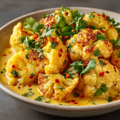 Chou-fleur au lait de coco et au curry.