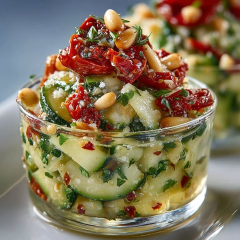 Tartare de courgettes crues aux pignons et Parmesan.