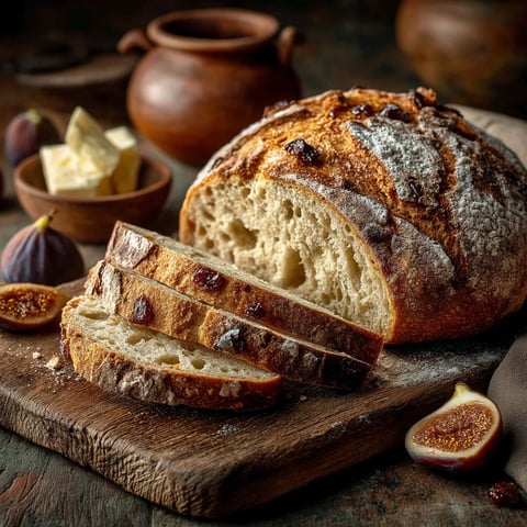 Une portion de pain aux figues sur une table.